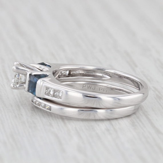 0.97ctw Princess Diamond Sapphire Engagement Ring… - image 4