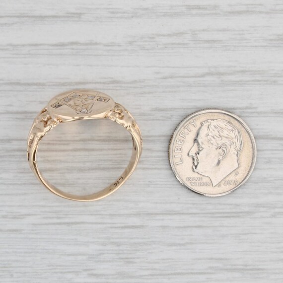 Victorian Diamond Masonic Signet Ring 10k Gold Si… - image 6