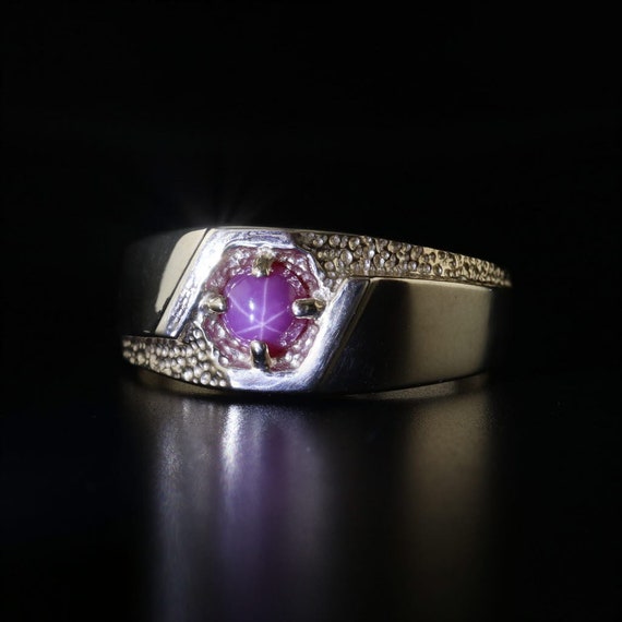 Star Ruby Ring, Men's Star Ruby Ring, Yellow Gold