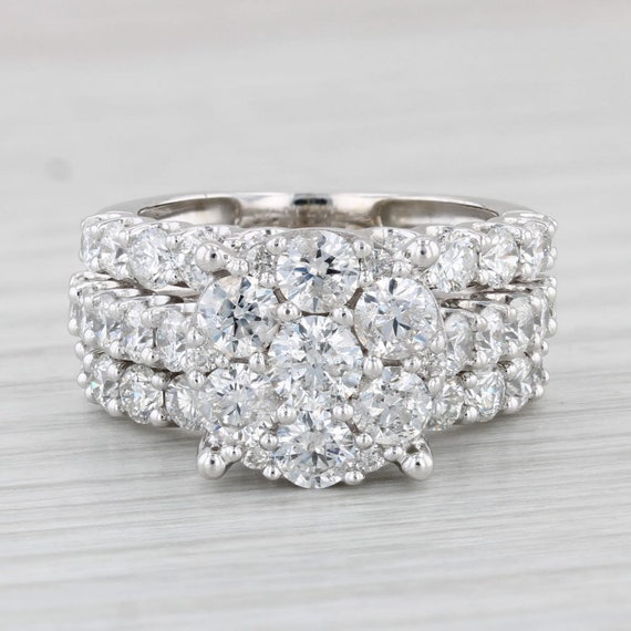 3.37ctw Diamond Engagement Ring Wedding Bands Sol… - image 2
