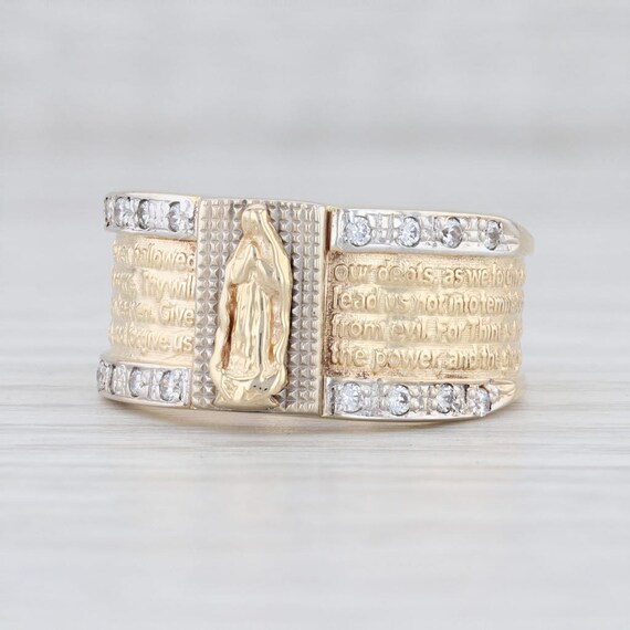 Virgin Mary Ring, Lord's Prayer Ring, Yellow Gold