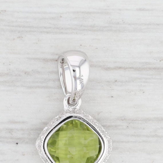 New 1ct Peridot Drop Pendant 14k Gold Cushion Sol… - image 3