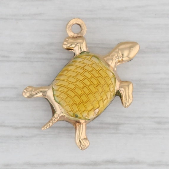 Turtle Charm 18k Yellow Gold Enamel Nautical Pend… - image 5
