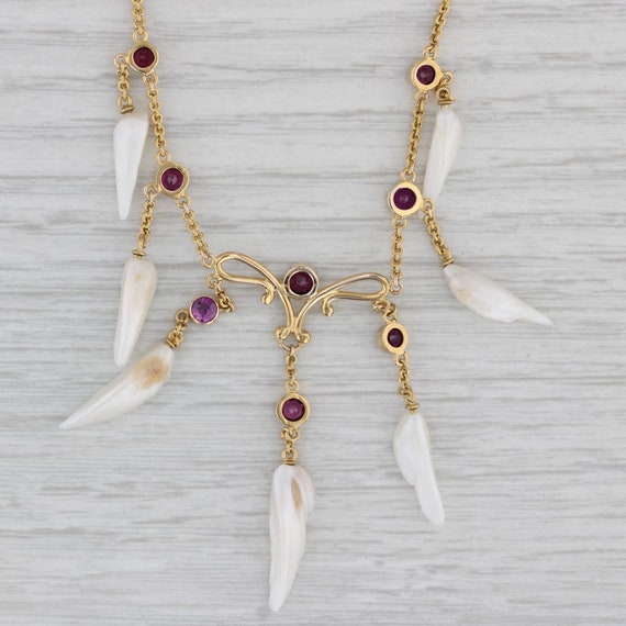 Cultured Pearl Fringe Garnet Station Lavalier Neck