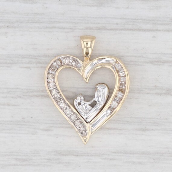 Heart Pendant 10k Yellow White Gold 