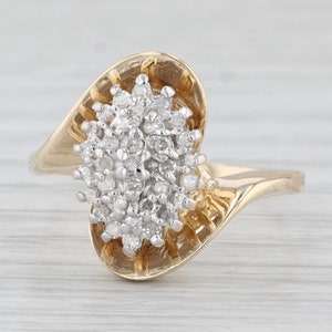 0.20ctw Diamond Cluster Ring 10k Yellow Gold Size 8.75 Bypass