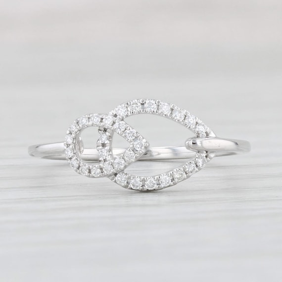New Diamonds Teardrops Ring 14k White Gold Size 6… - image 2