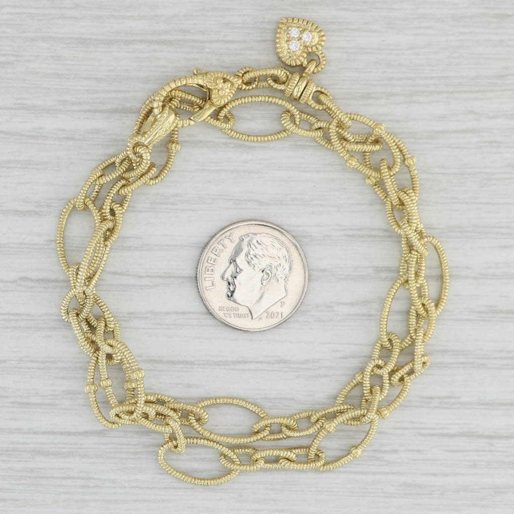 Judith Ripka Diamond Heart Charm Cable Chain Necklace 18k Etsy