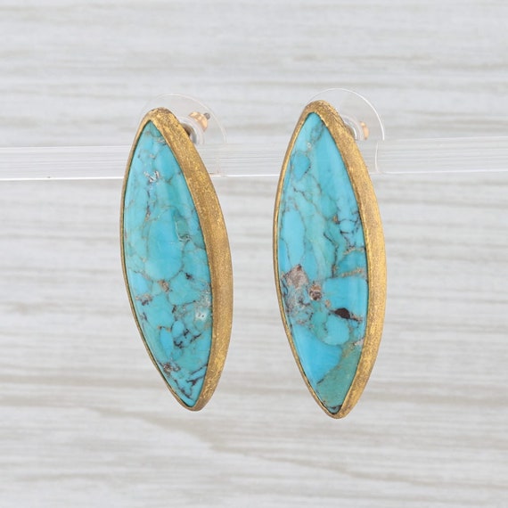 New Nina Nguyen Marbled Turquoise Earrings Sterli… - image 2