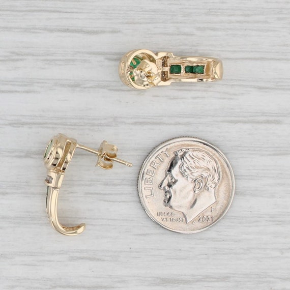 0.89ctw Emerald Diamond J-Hook Earrings 14k Yello… - image 4