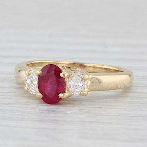 1.18ctw Oval Ruby Diamond Ring 18k Yellow Gold Size 7 Engagement GIA