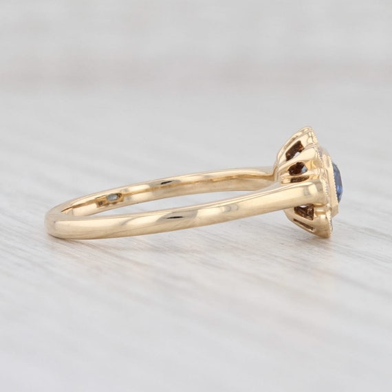 New 0.92ctw Blue Sapphire Diamond Halo Ring 14k Y… - image 5