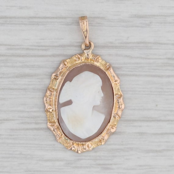 Vintage Carved Shell Cameo Pendant 14k Yellow Gold