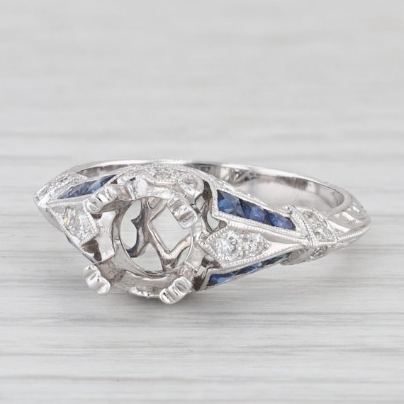 New Sapphire Diamond Semi Mount Engagement Ring 1… - image 1