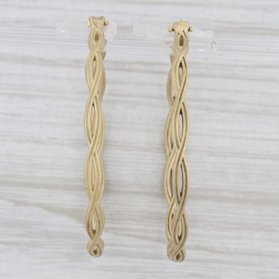 Woven Round Hoop Earrings 18k Yellow Gold Snap To… - image 2