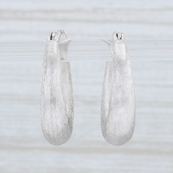 Woodgrain Earrings, Hoop Earrings, White Gold Hoop