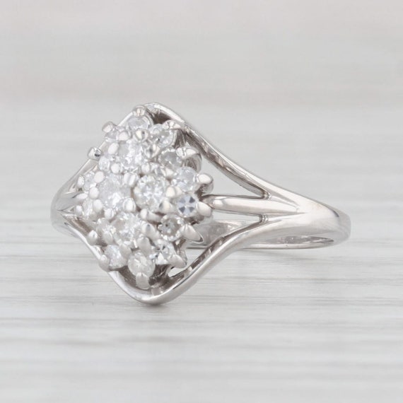 0.30ctw Diamond Cluster Ring 14k White Gold Size … - image 1
