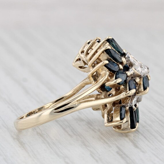 5ctw Blue Sapphire Diamond Cluster Ring 10k Yello… - image 5