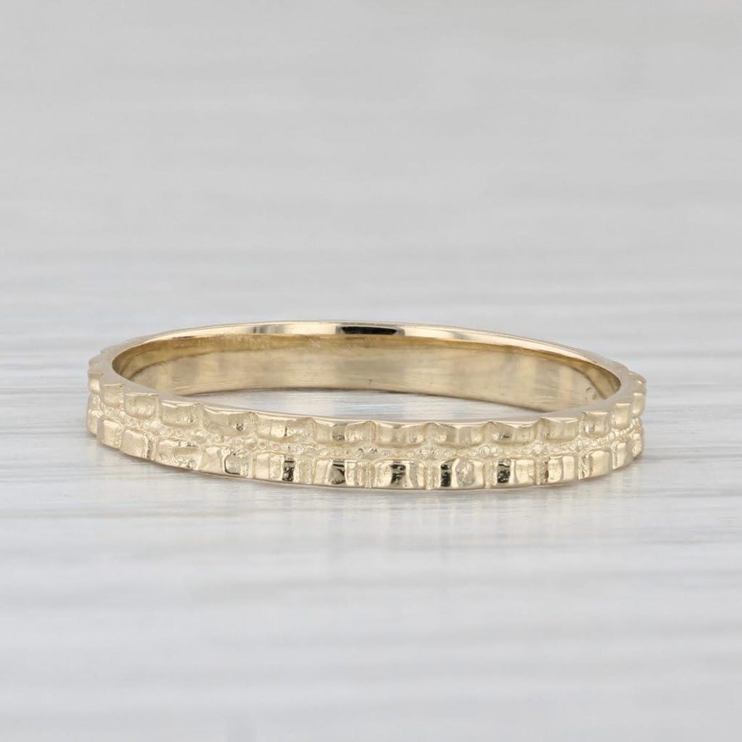 Stackable Rings Yellow Gold Patterned Stackable Ring 14k Yellow Gold Size 6 Wedding Band - Etsy