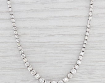7.50ctw Tapering Diamond Tennis Necklace 14K White Gold 17.25\