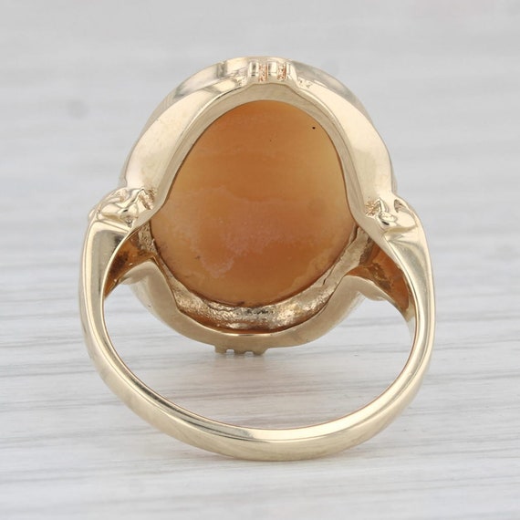 Vintage Carved Shell Cameo Ring 14k Yellow Gold S… - image 4