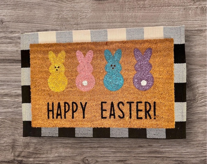 Hand-painted Holiday decor Happy Easter! Doormat