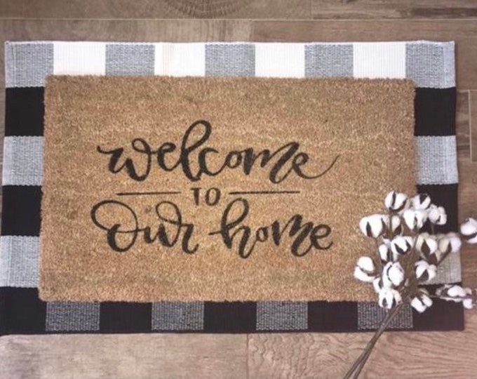 Hand-painted Welcome to our Home coir doormat