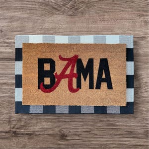 Hand-painted Bama Football season front porch inspired doormat