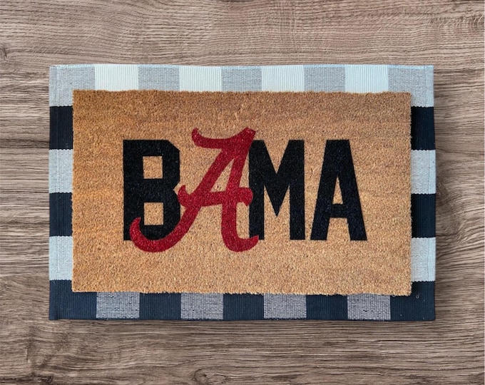 Hand-painted Bama Football season front porch inspired doormat