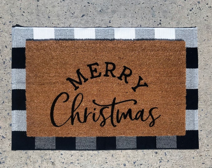 Hand-painted Holiday Merry Christmas Doormat