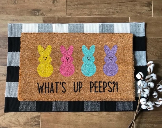 Hand-painted Holiday decor What’s up peeps?! Easter doormat