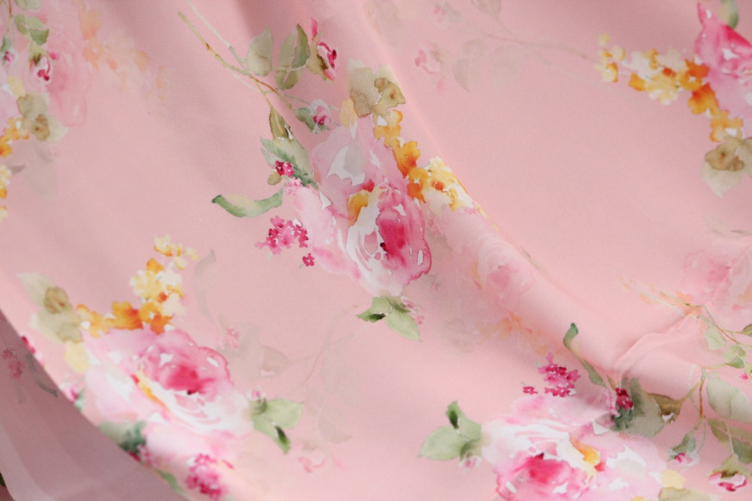 Amber Evening Garland Pink Satin Fabric By the Yard Pre Order