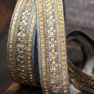 1 yard-Dove Grey embroidery ribbon-woven Indian embroidery ribbon-bouquet ribbon-ribbon for bows- gift wrap- bridal wedding ribbon