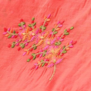 Half yard-multicolor embroidery fabric-Indian sari fabric-dark pink