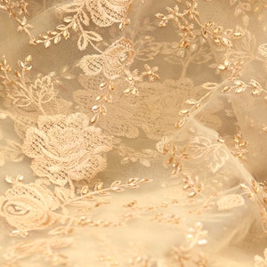 Organza Fabric by the Yard-beige Organza Embroidery indian - Etsy