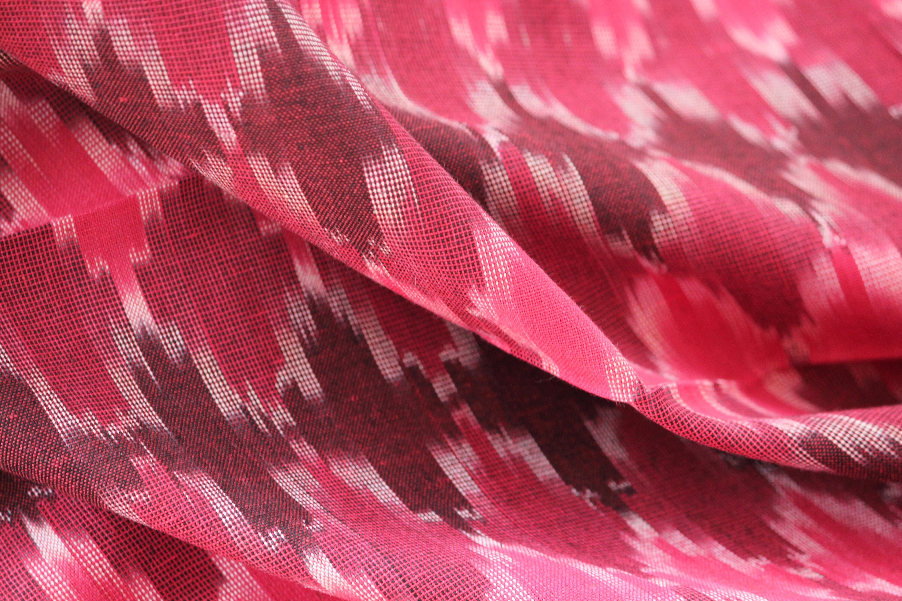 One yard-red woven cotton ikat fabric-shades of red geometric | Etsy