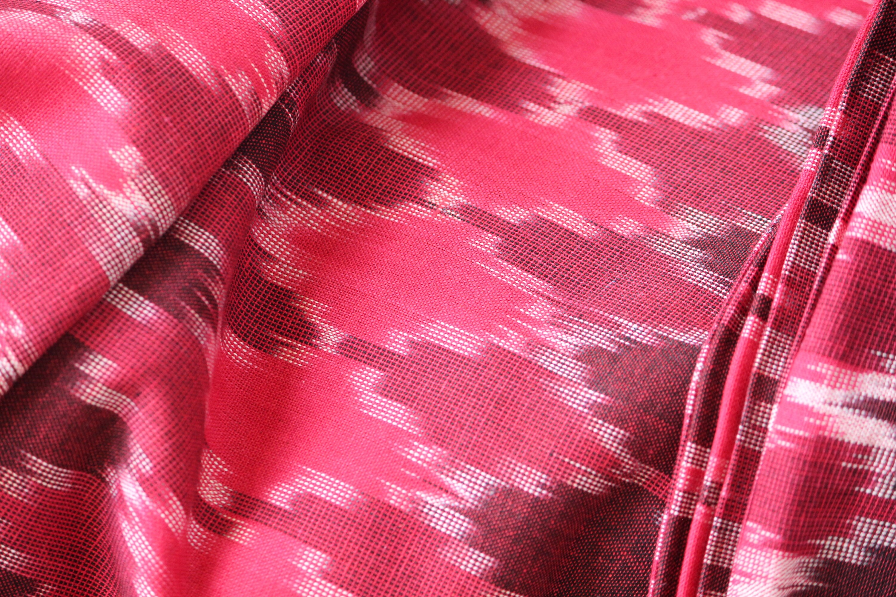 One yard-red woven cotton ikat fabric-shades of red geometric | Etsy