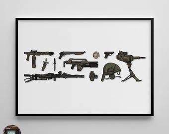 Aliens: Movie Poster / Movie Print / Movie Art / Character Art / Film Poster / Film Print / Film Art / Minimalist / Wall Art / 80s Retro