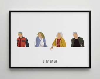 Ritorno al futuro 2: Poster del film / Arte cinematografica alternativa / Disegno di personaggi / Decorazione murale / Nostalgia minimalista / Regalo retrò / Cinema anni '90