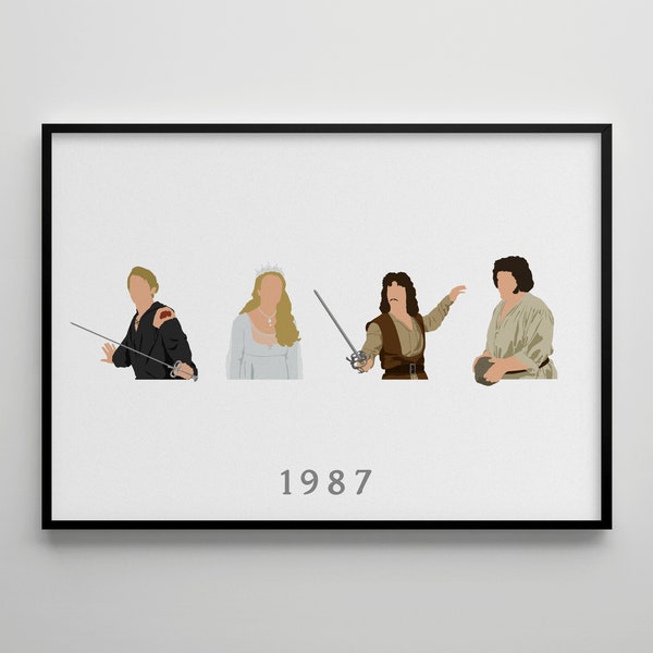 The Princess Bride : Affiche de film / Art cinématographique alternatif / Dessin de personnages / Décoration murale / Nostalgie minimaliste / Cadeau rétro / Cinéma / Années 80