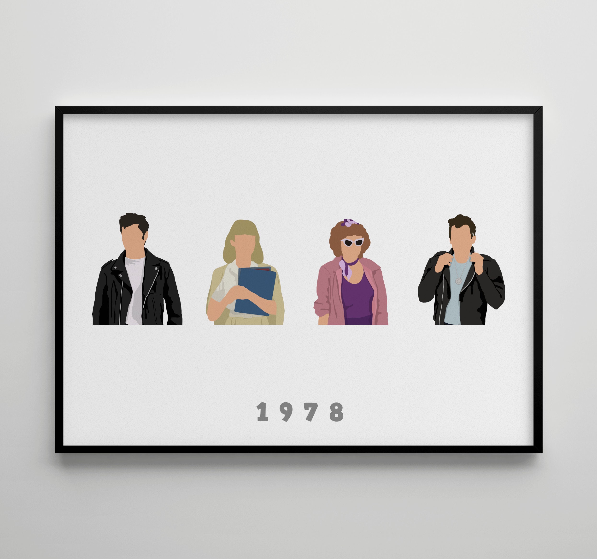 Grease: Movie Poster / Alternative Film Art / Character Drawing / Wall Decor / Minimalist Nostalgia / Retro Gift / Cinema / 80s  90s