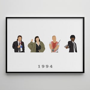 Pulp Fiction: Movie Poster / Alternative Film Art / Character Drawing / Wall Decor / Minimalist Nostalgia / Retro Gift / Cinema / 80s  90s