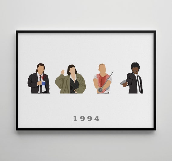Pulp Fiction: Movie Poster / Alternative Film Art / Character Drawing / Wall Decor / Minimalist Nostalgia / Retro Gift / Cinema / 80s  90s