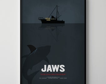 Jaws: Alternative Minimalist Movie Poster / Alternative Film Art / Character Drawing / Wall Decor / Minimalist Nostalgia / Retro Gift / 80s