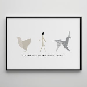Blade Runner Origami: Movie Poster / Alternative Film Art / Character Drawing / Wall Decor / Minimalist Nostalgia / Retro Gift / Cinema  90s