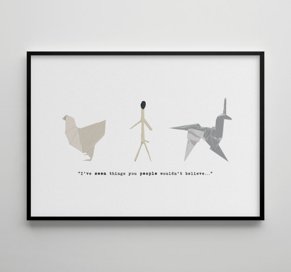 Blade Runner Origami: Movie Poster / Alternative Film Art / Character Drawing / Wall Decor / Minimalist Nostalgia / Retro Gift / Cinema  90s