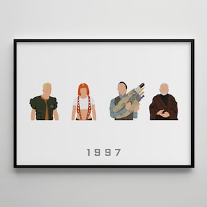 The Fifth Element: Movie Poster / Alternative Film Art / Character Drawing / Wall Decor / Minimalist Nostalgia / Retro Gift / Cinema / 80s