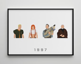 The Fifth Element: Movie Poster / Alternative Film Art / Character Drawing / Wall Decor / Minimalist Nostalgia / Retro Gift / Cinema / 80s