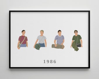 May include: A black and white illustration of four people standing in a row. The people are wearing casual clothing and are holding various items. The year 1986 is printed below the illustration.