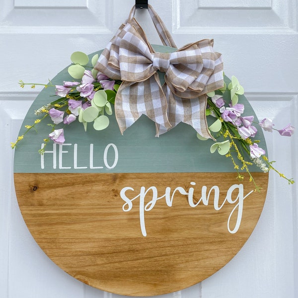 Hello Spring Door Hanger, Hello Spring Door Sign, Hello Spring Door Decor, Front Porch Wreath, Front Door Decor, Spring Decor, Door Hanger